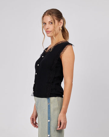 Black Vest Pearls And Lace