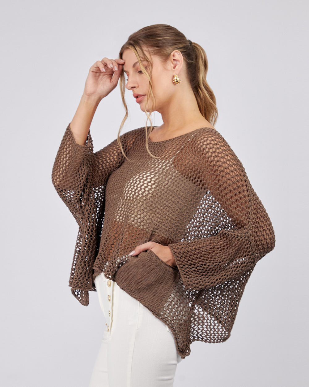 Chocolate Openwork Sweater