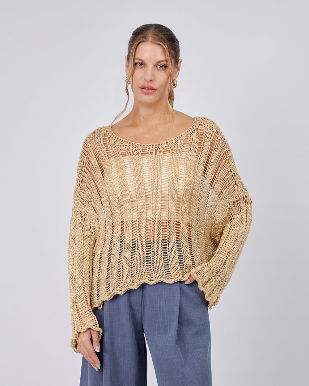 Gold 3/4 Sleeve Sweater