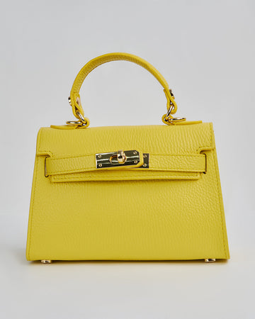 Yellow Hand Case With Gold Handle And Buckle