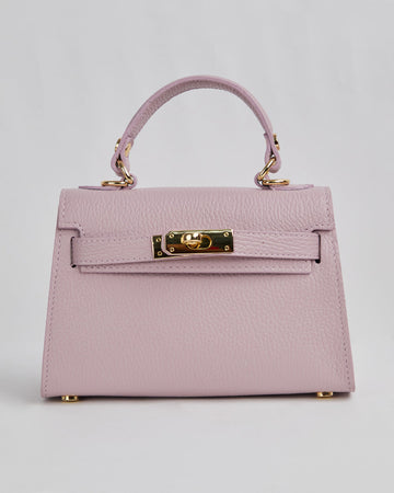 Lilac Handbag With Handle And Gold Buckle