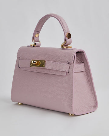 Lilac Handbag With Handle And Gold Buckle