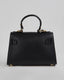 Black Handbag With Gold Handle And Buckle