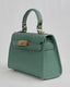 Olive Green Handbag With Gold Handle And Buckle