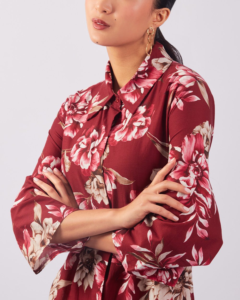 Burgundy Floral Dress
