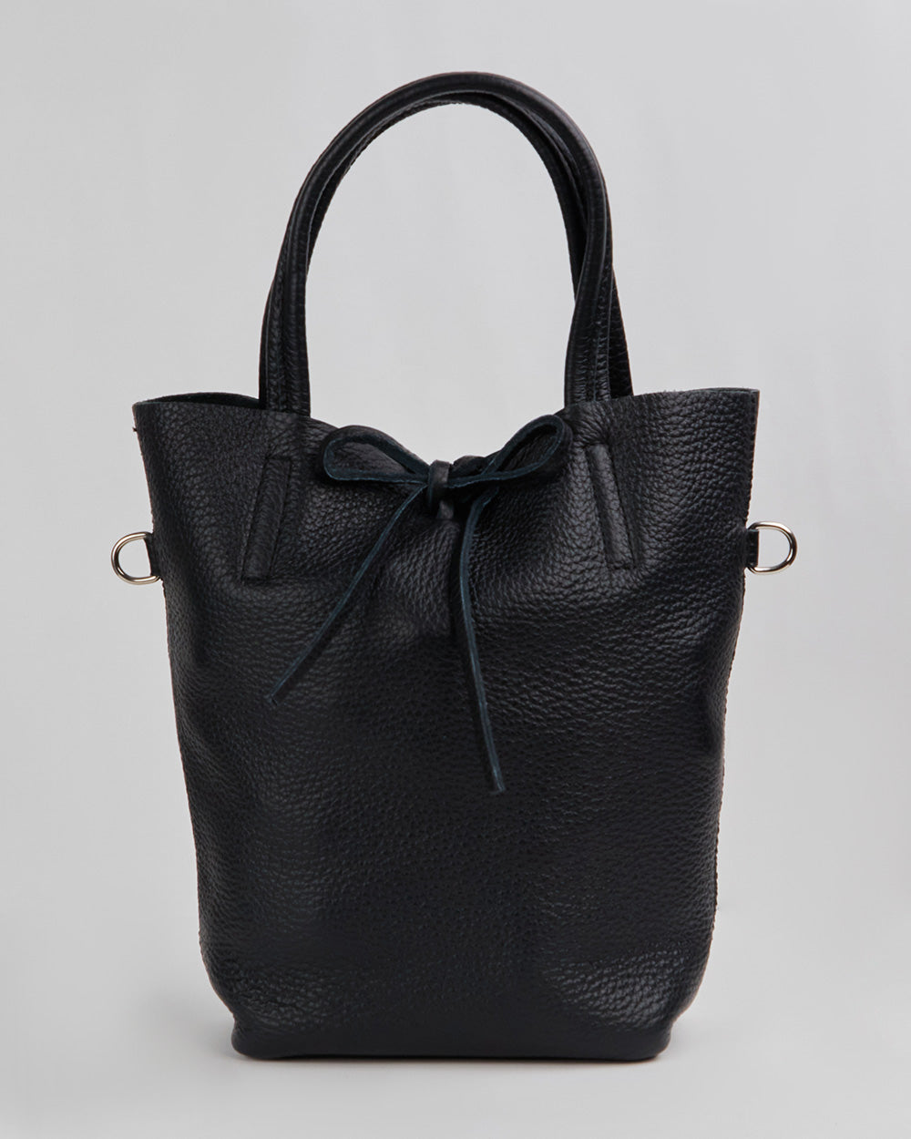 Black  Bag With Adjustable Strap And Draw