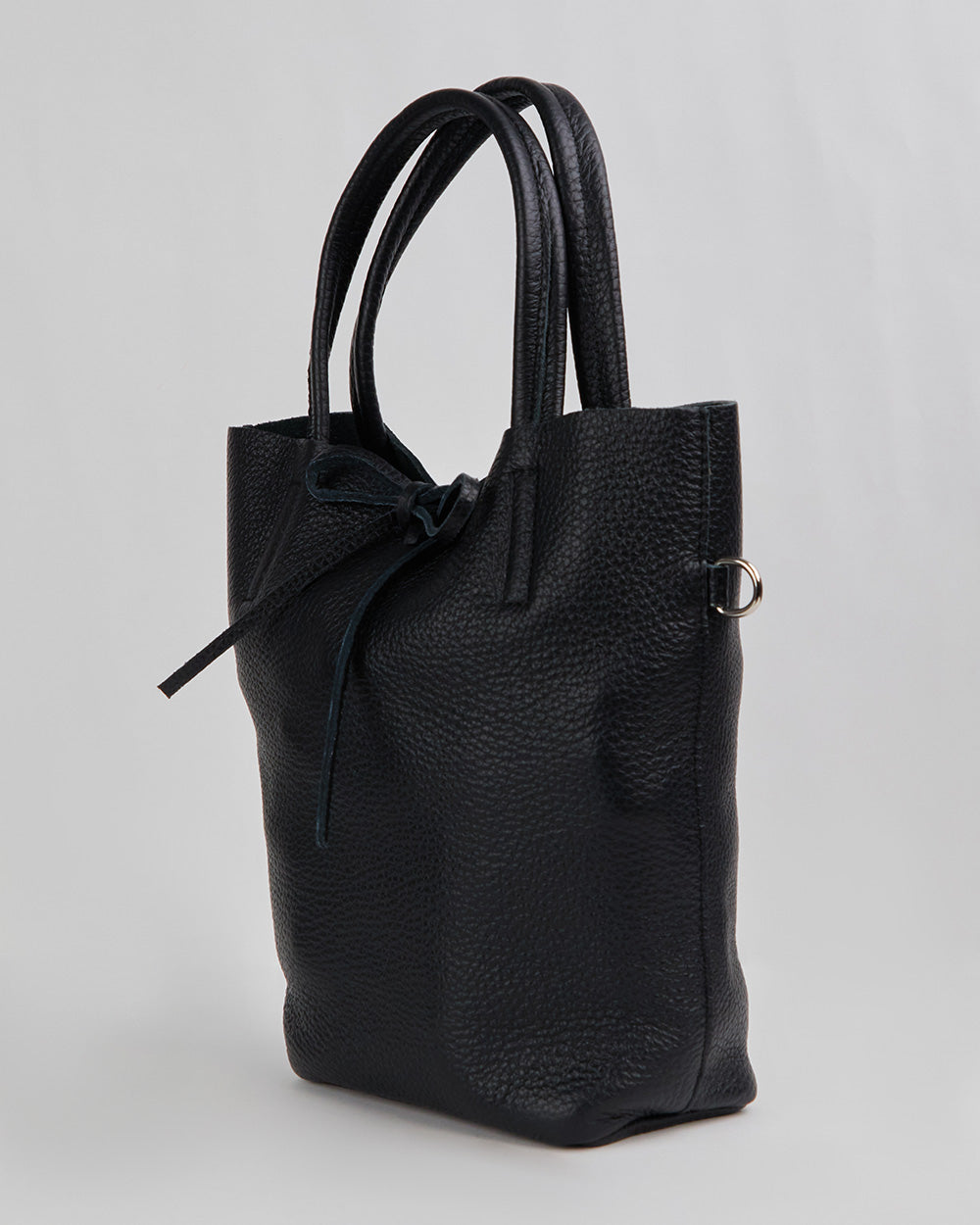 Black  Bag With Adjustable Strap And Draw
