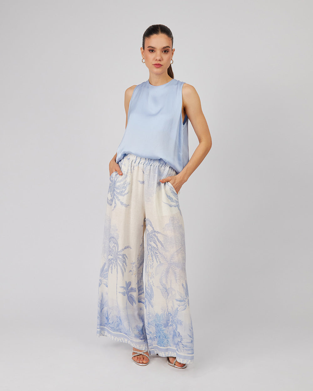 Light Blue Blouse With Back Tie