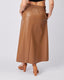 Camel Long Skirt Vegan Leather