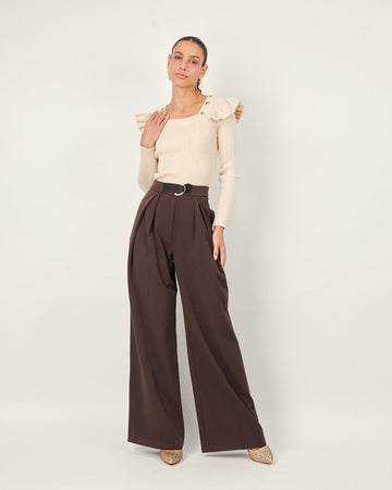 Brown buckle palazzo