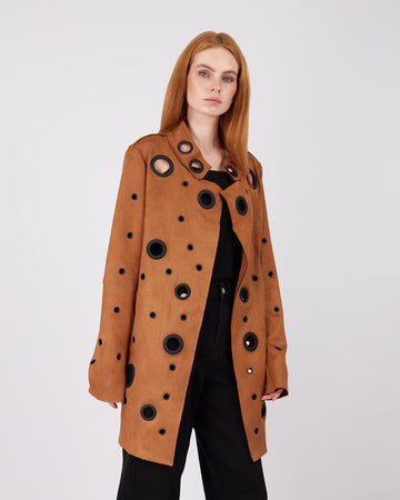 Camel Suede Bag Eyelets