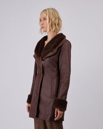 Brown Vegan Leather Coat