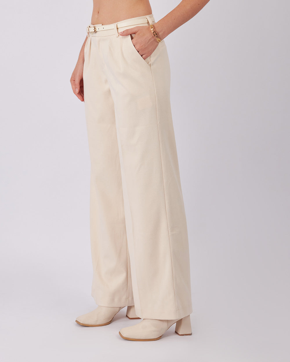 Cream Wide Leg Pants