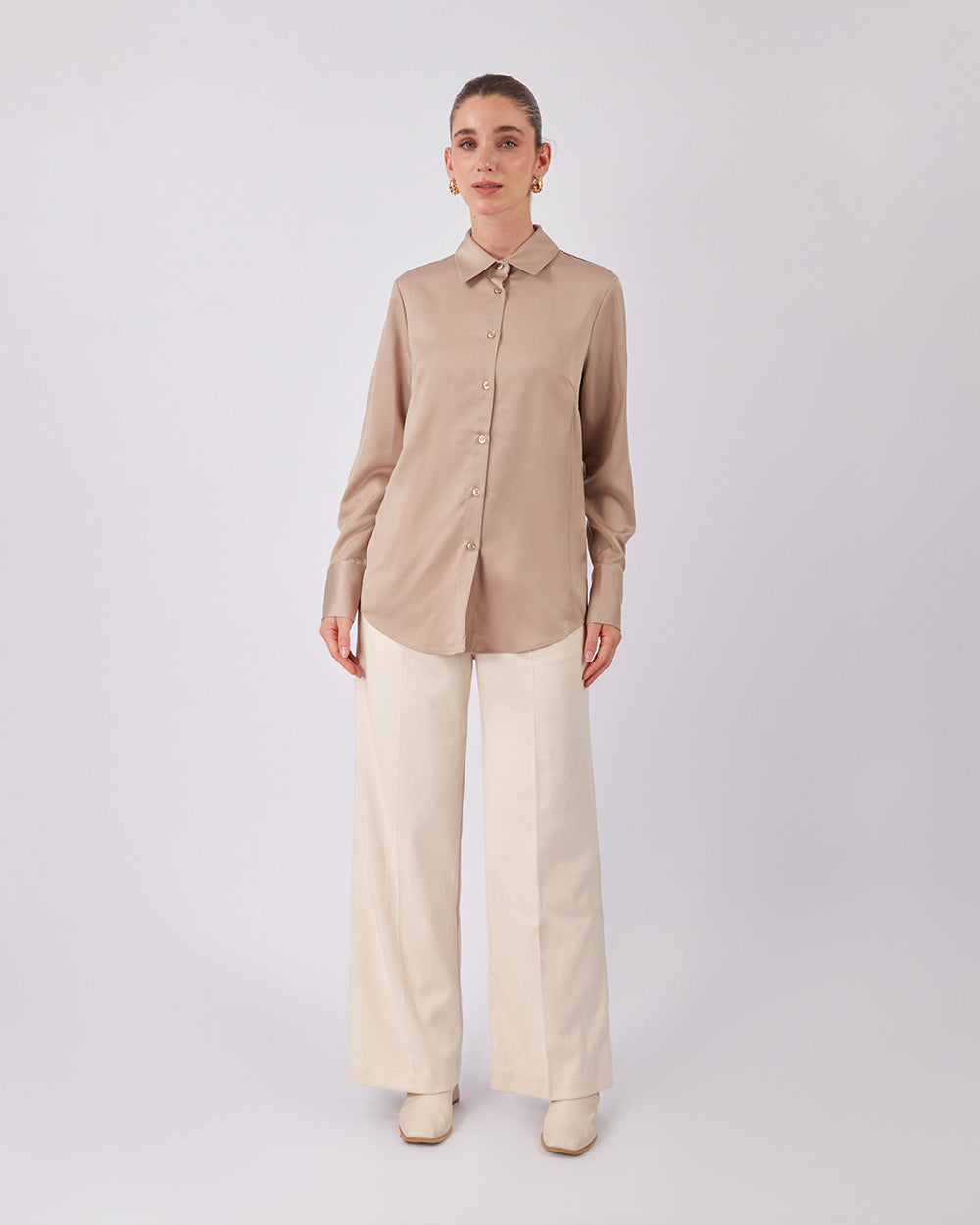 Cream Wide Leg Pants