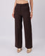 Brown Wide-Leg Striped Pants