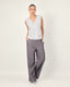 Gray knit-trim pants