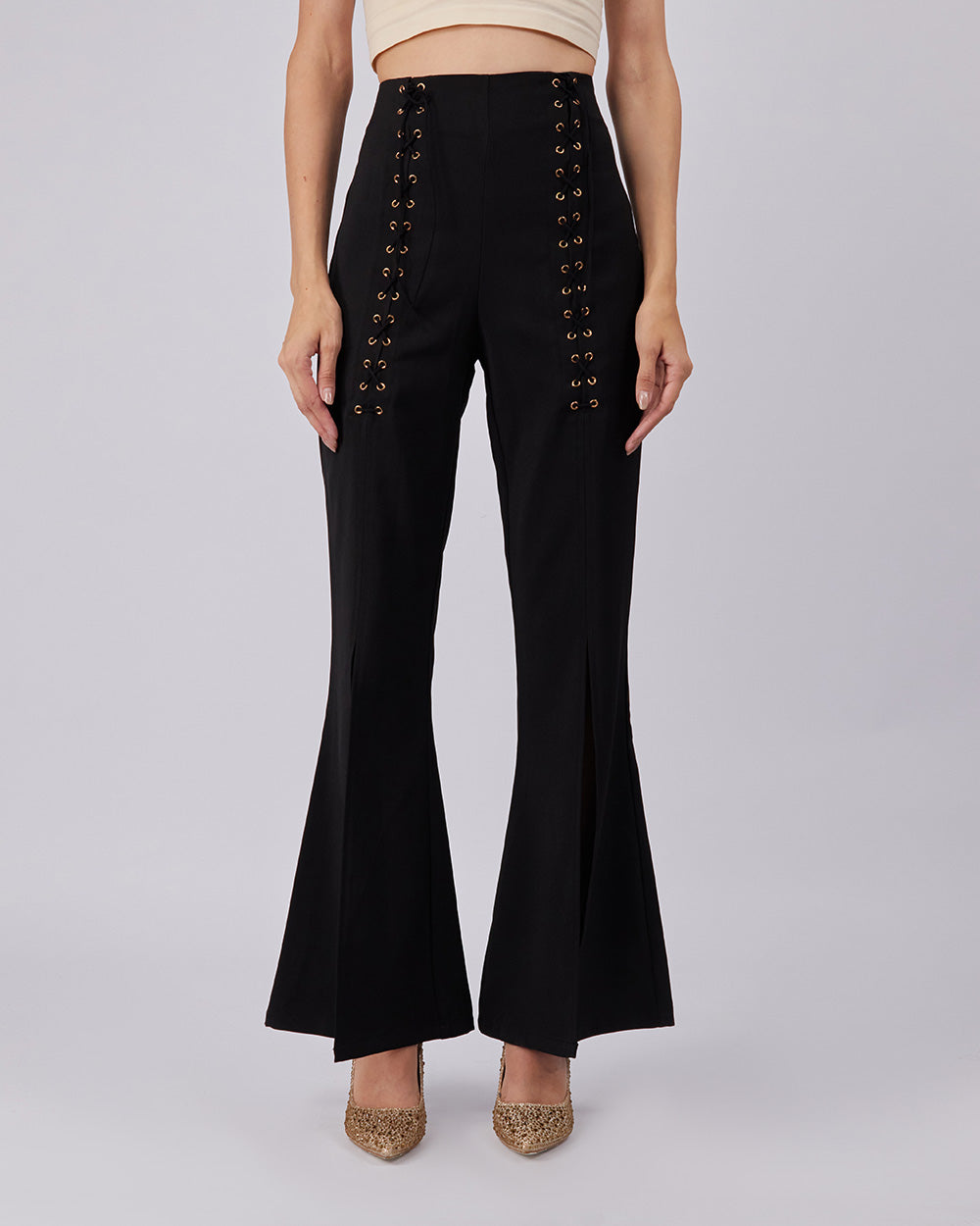 Black Bell-Leg Trousers