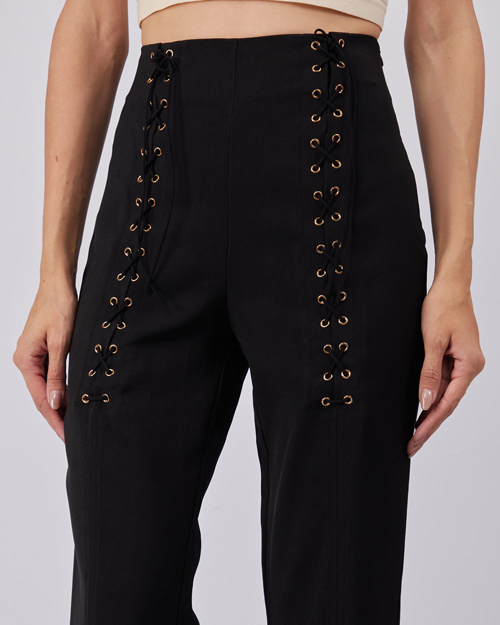 Black Bell-Leg Trousers