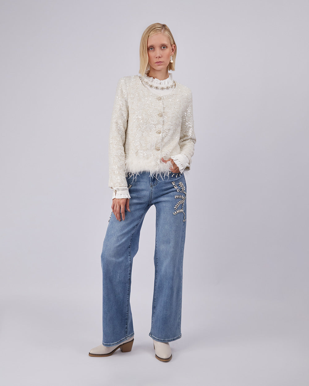 Pearl Tweed Sequin Jacket