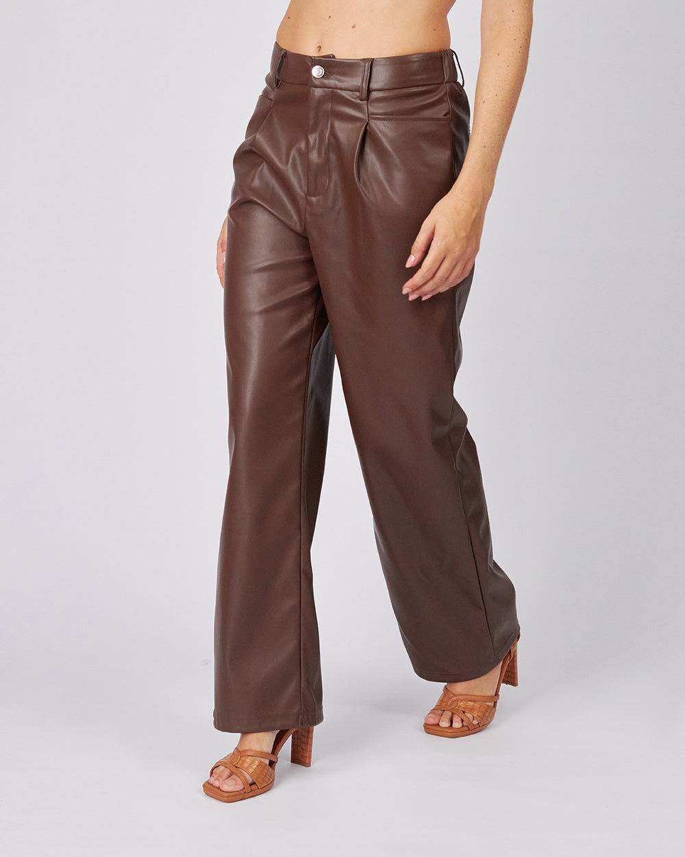 Brown Vegan Leather Pants