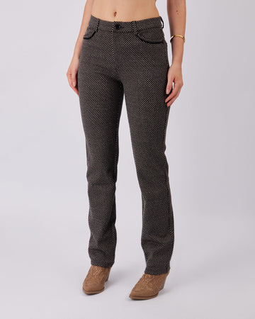 Black/Beige Diamond Pattern Tweed Pant