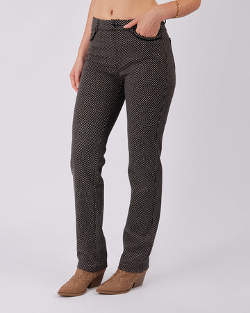 Black/Beige Diamond Pattern Tweed Pant