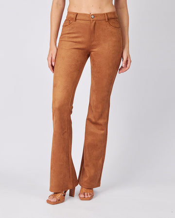 Camel Velvet Bell-Flated Trousers