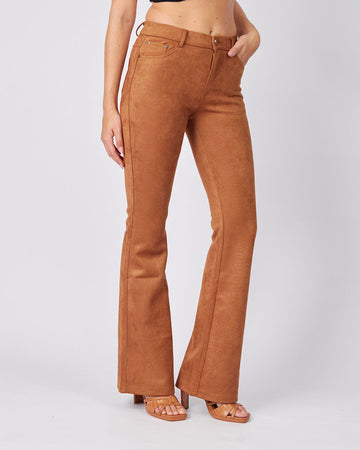 Camel Velvet Bell-Flated Trousers