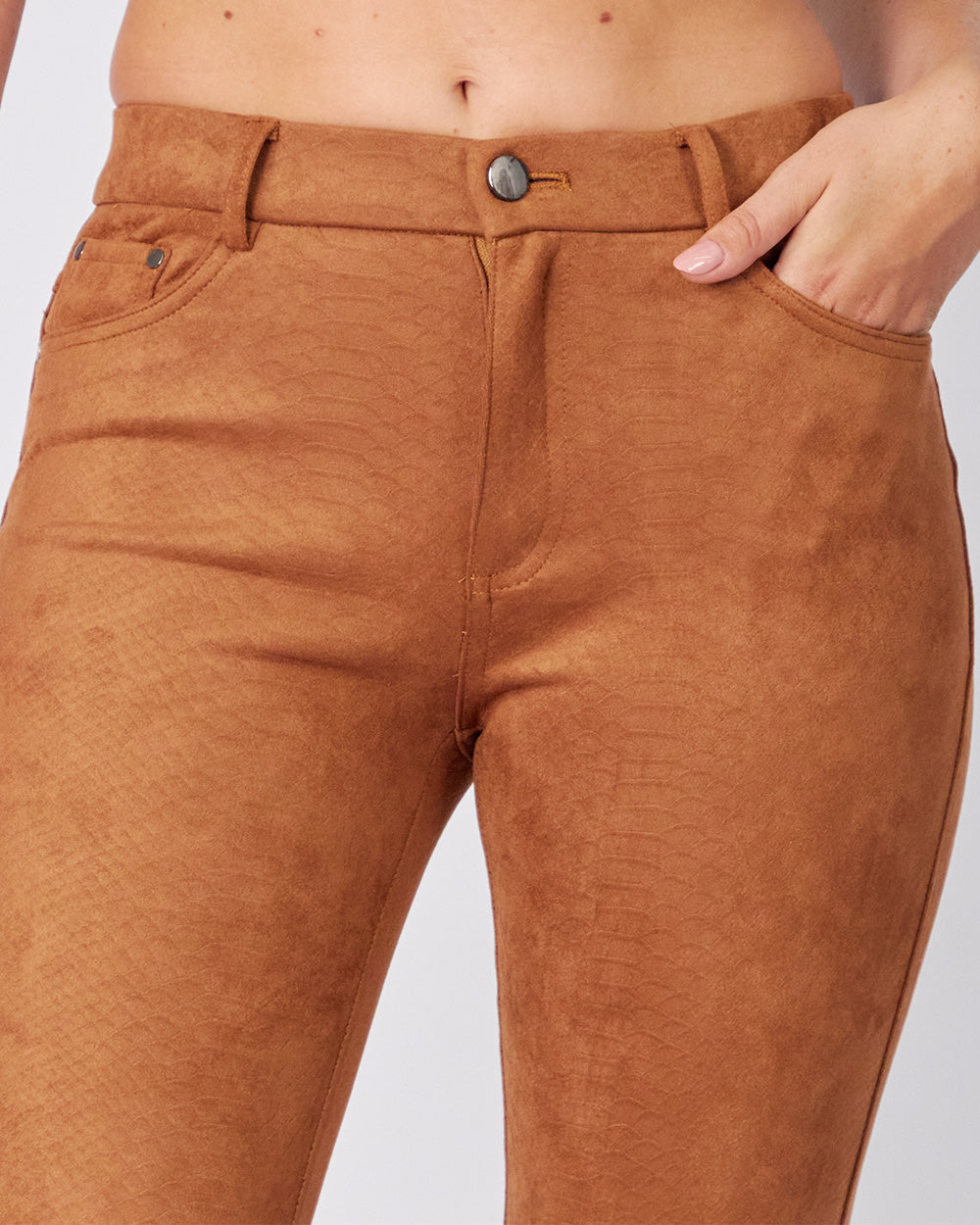 Camel Velvet Bell-Flated Trousers