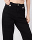 Black Denim Pants Flower Buttons