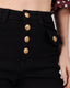 Black Denim Pants Gold Buttons