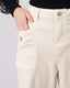 Cream Denim Pants Double Pockets