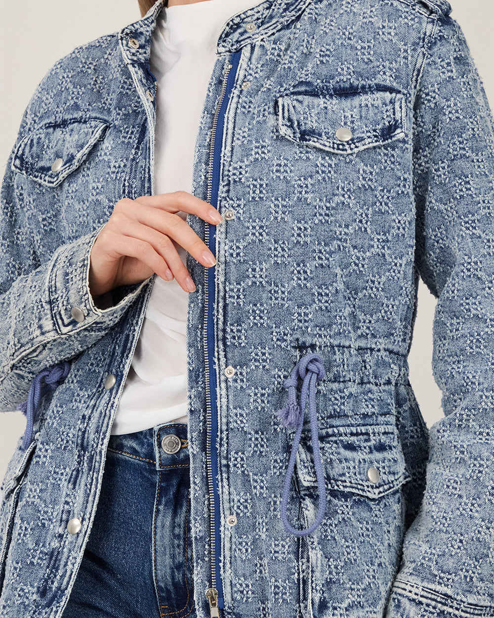Long Washed Blue Denim Jacket