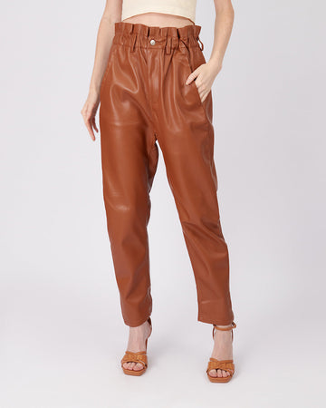 Camel Vegan Leather Pants