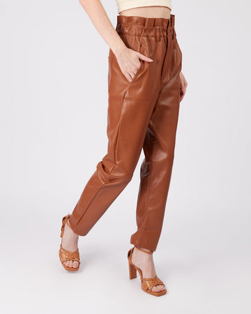 Camel Vegan Leather Pants