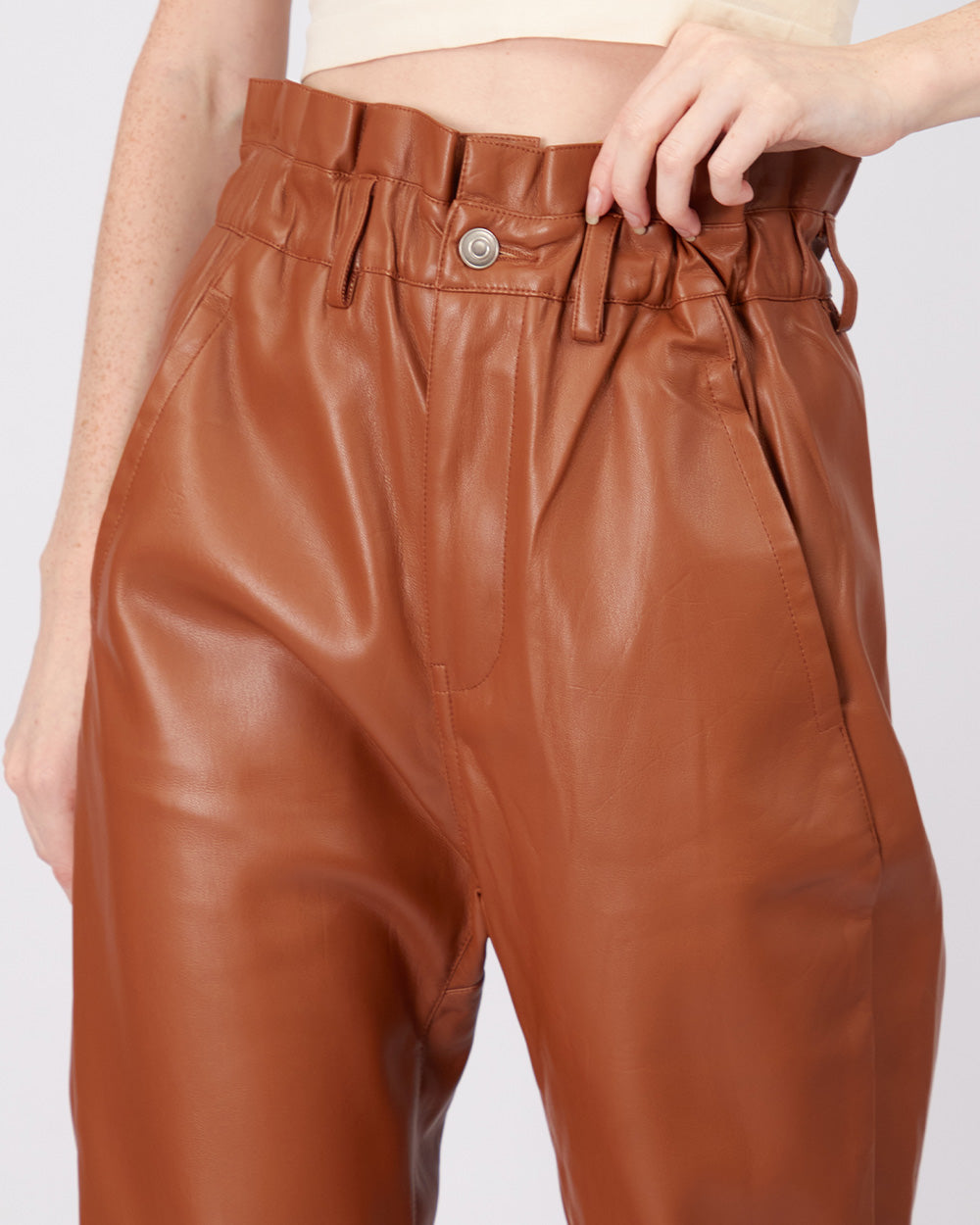 Camel Vegan Leather Pants