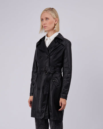 Black Vegan Leather Trench