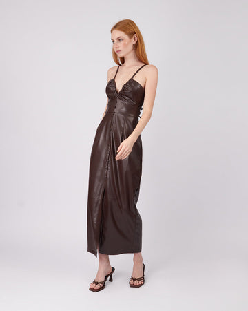 Brown Vegan Leather Dress – Liani Wisdom
