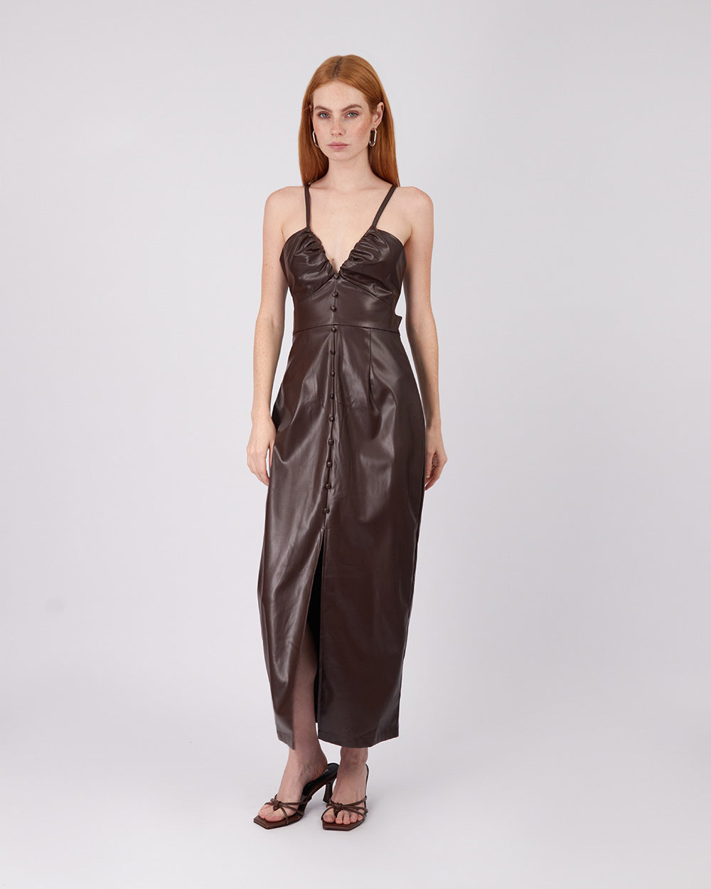 Brown Vegan Leather Dress