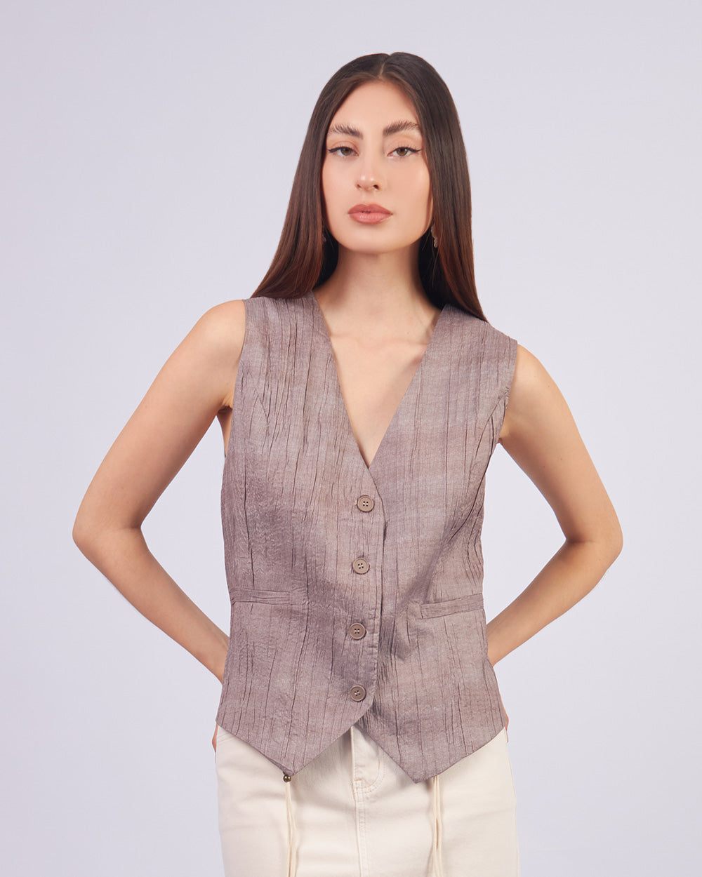 Brown Ribbed Vest
