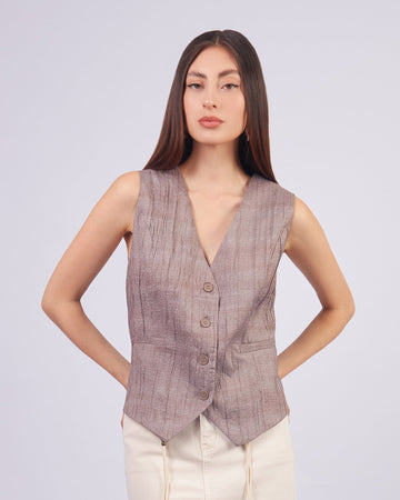 Brown Ribbed Vest