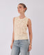 Cream Knitted Vest Floral Pattern