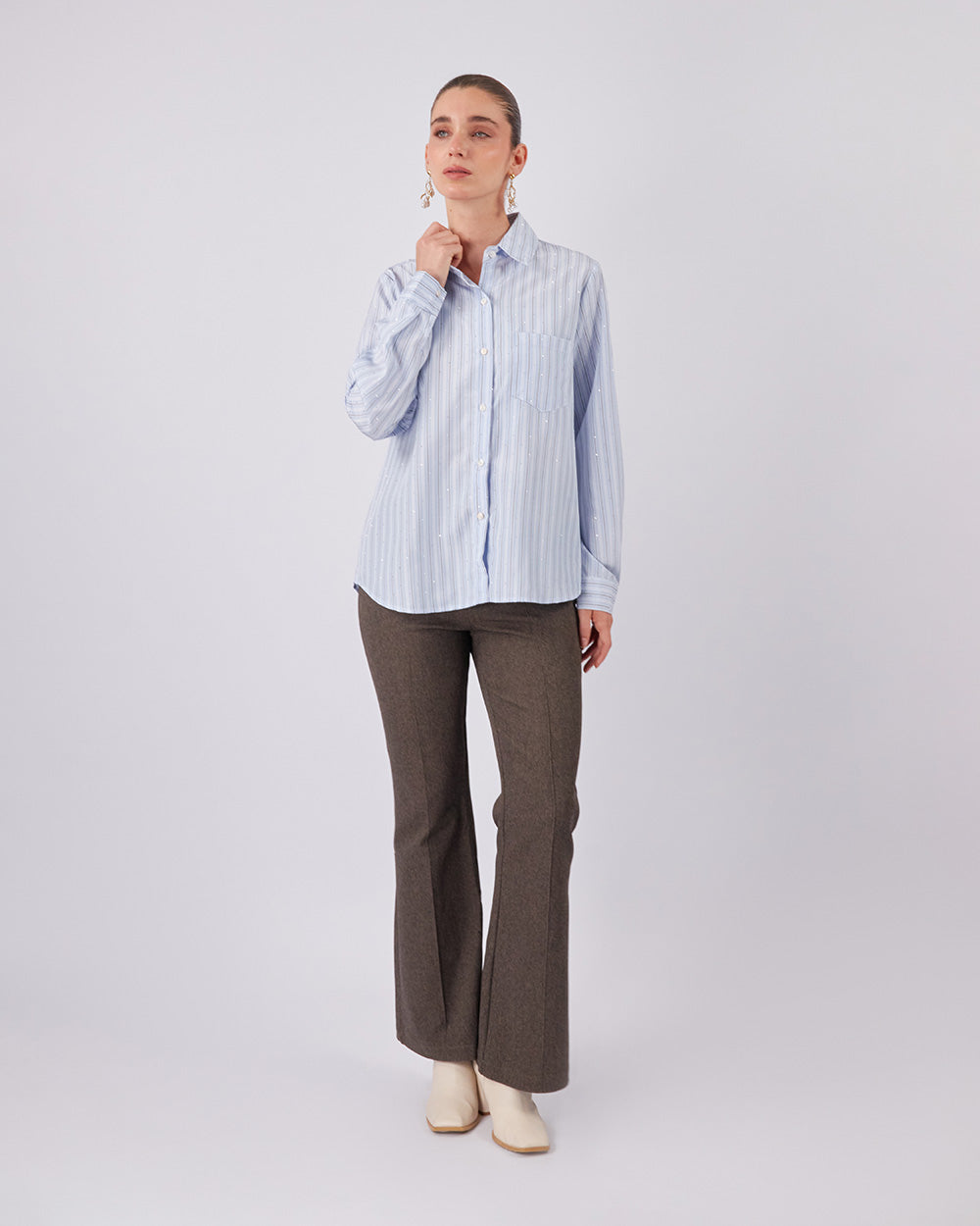 Sparkle Light Blue Striped Shirt