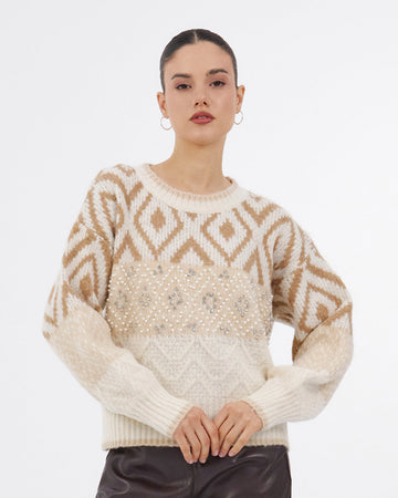 Beige Pearl Stone Sweater