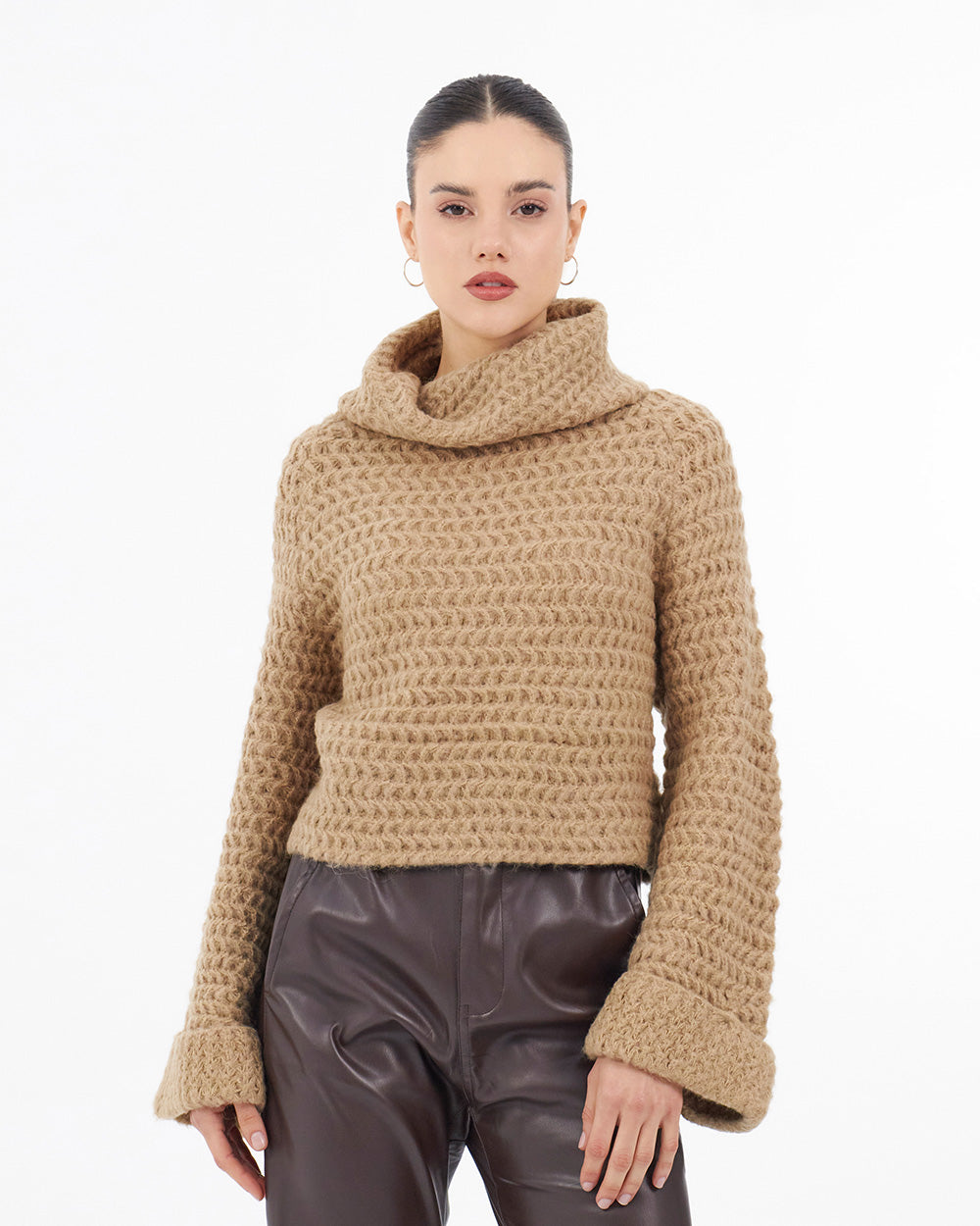 Camel Crop Turtleneck