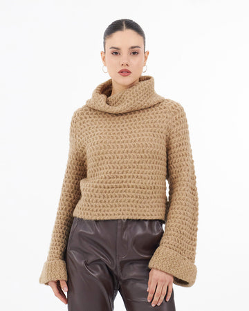 Camel Crop Turtleneck