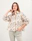 Beige linen jacket with blue brocade and gold buttons