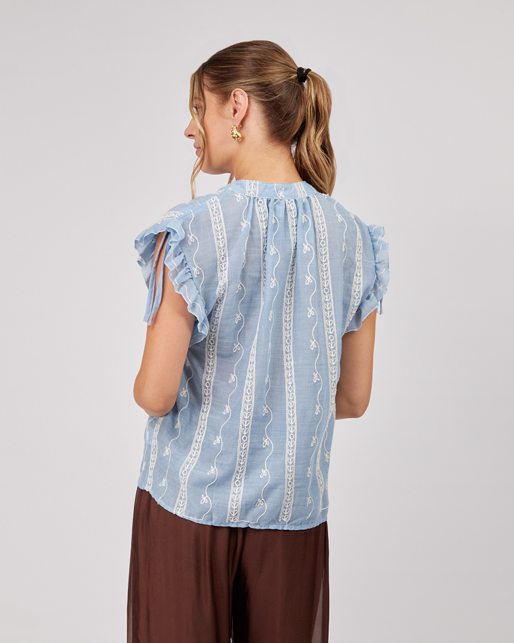 Light Blue Blouse Neru Collar