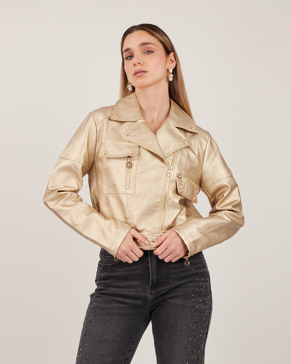 Gold Foil Crop Jacket