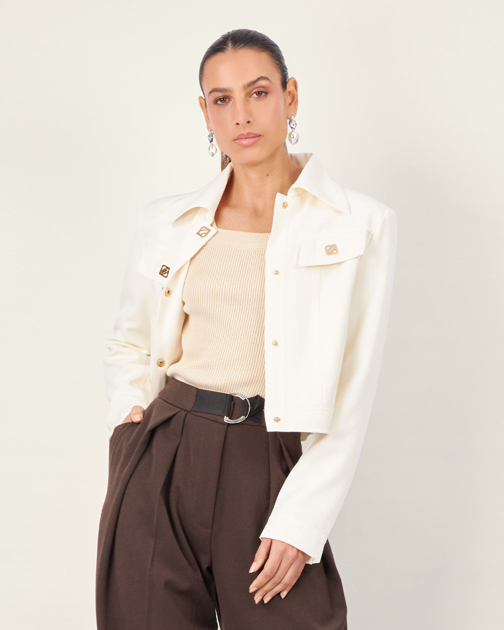 Cream golden button jacket